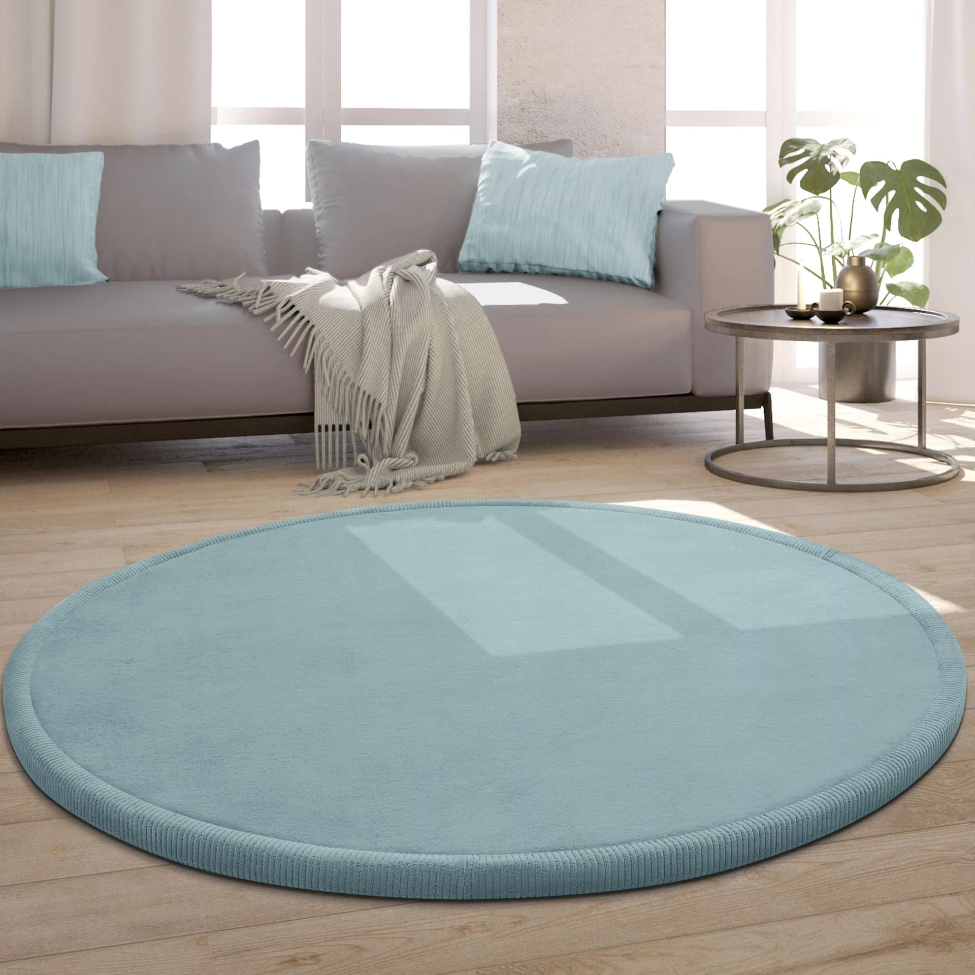 PACO HOME Teppich Tatami 475 Blau Kurzflor mit Memory Foam