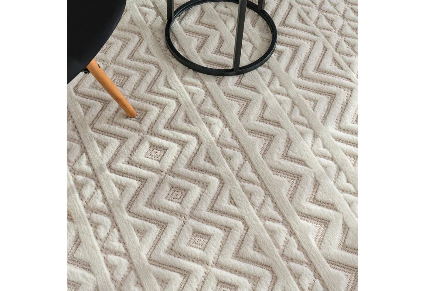 PACO HOME Teppich Livorno 673 Creme Rautenmuster Outdoor - Bild 4