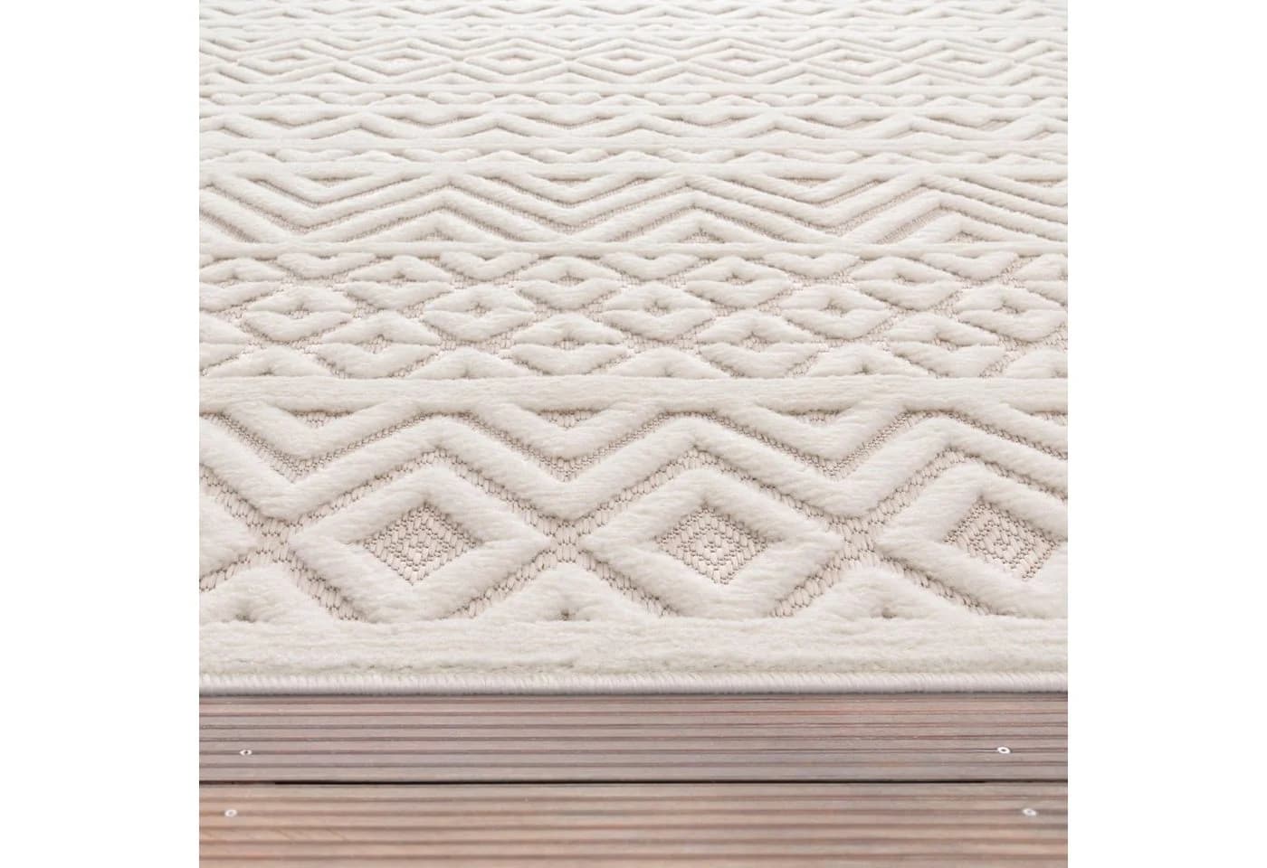PACO HOME Teppich Livorno 673 Creme Rautenmuster Outdoor - Bild 5