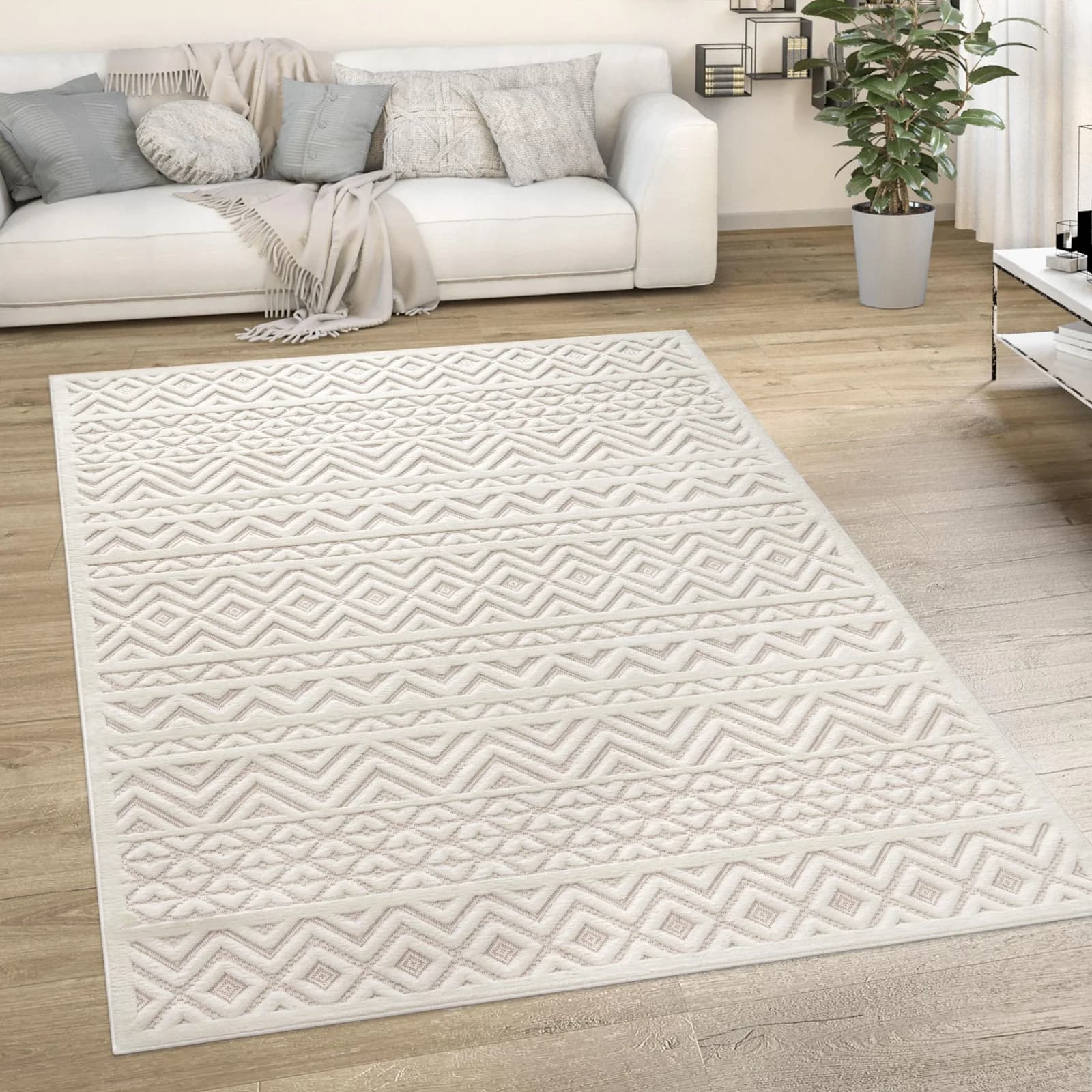 PACO HOME Teppich Livorno 673 Beige Polypropylen Outdoor