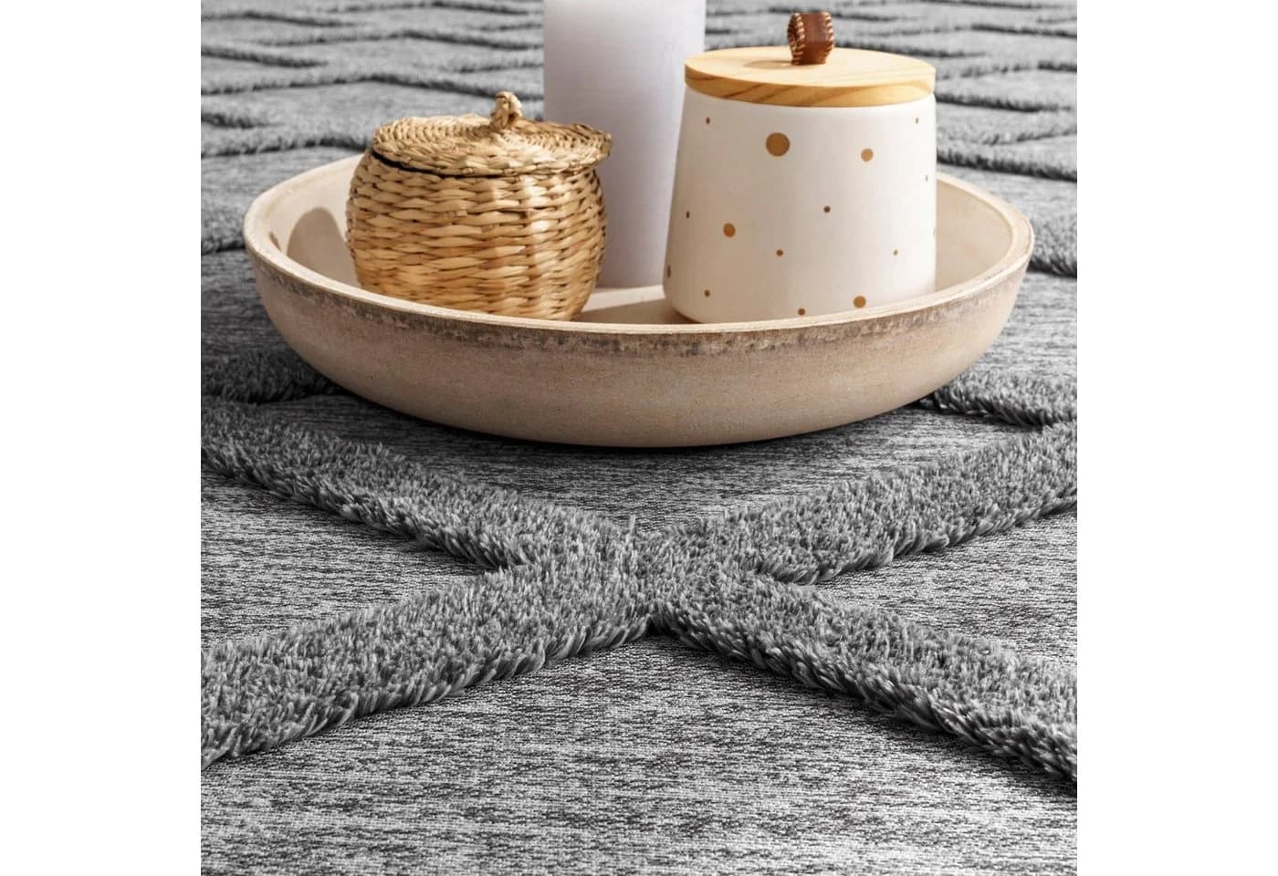 PACO HOME Teppich Utrecht 642 Grau 3D-Rautenmuster Kurzflor - Bild 4