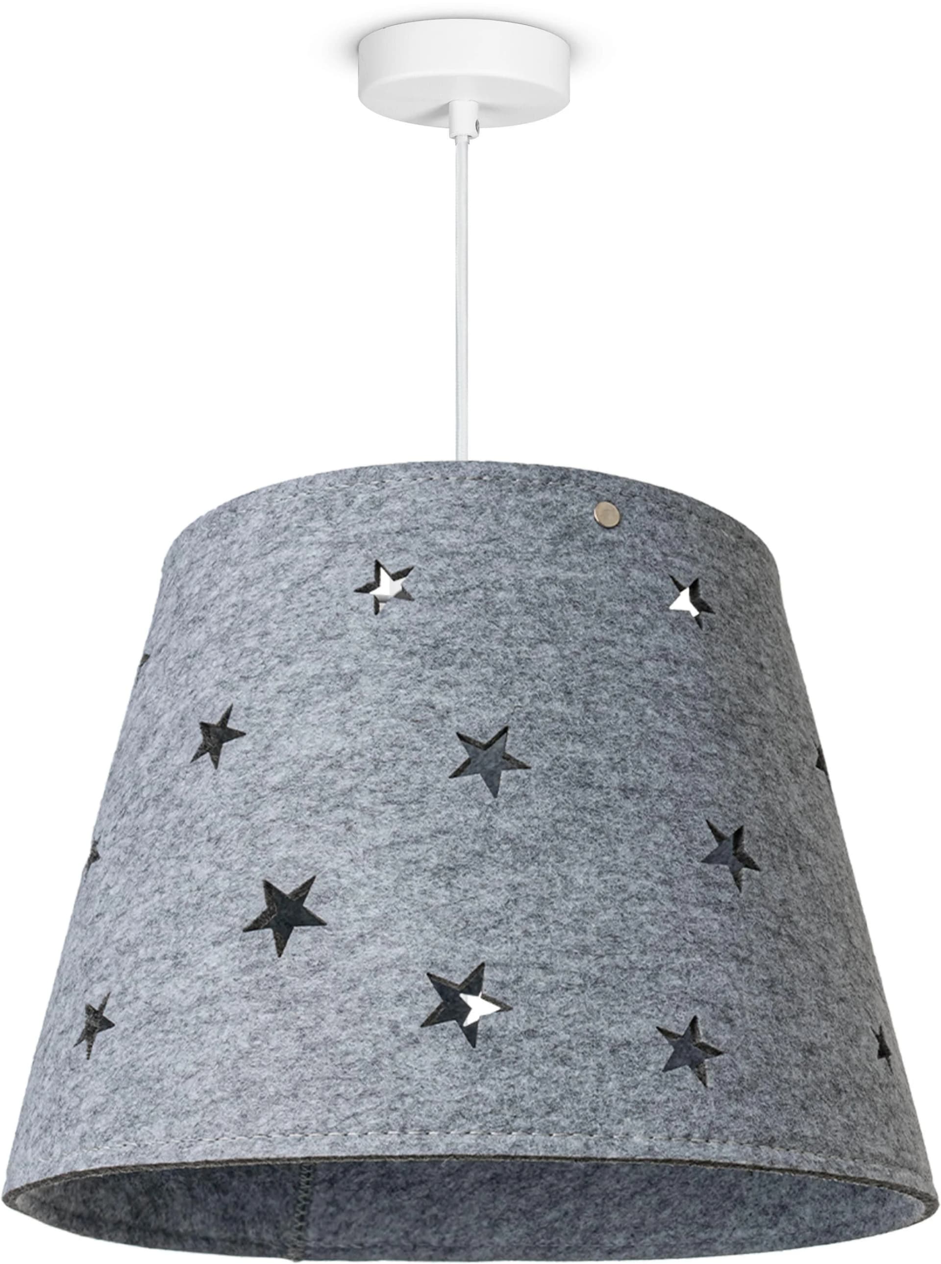 PACO HOME Pendelleuchte HUGO PD1 Grau/Weiß Aluminium Textil