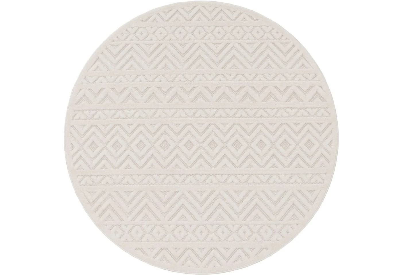 PACO HOME Teppich Livorno 673 Creme Rauten Muster Outdoor
