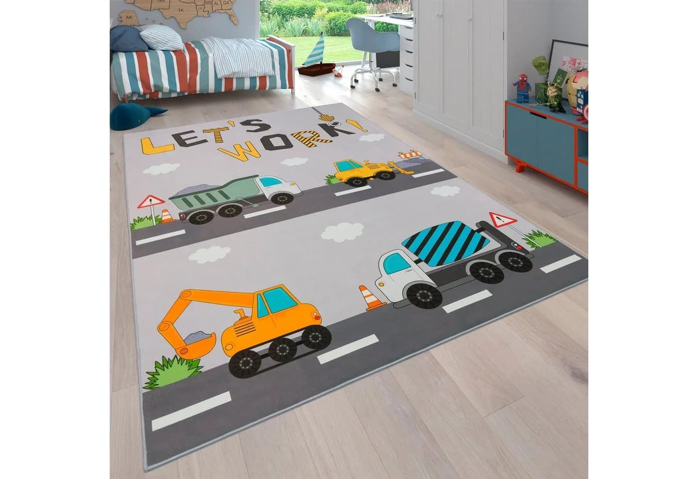 Paco Home Kinderteppich Bino 578 Grau Autos & Baustelle - Bild 2