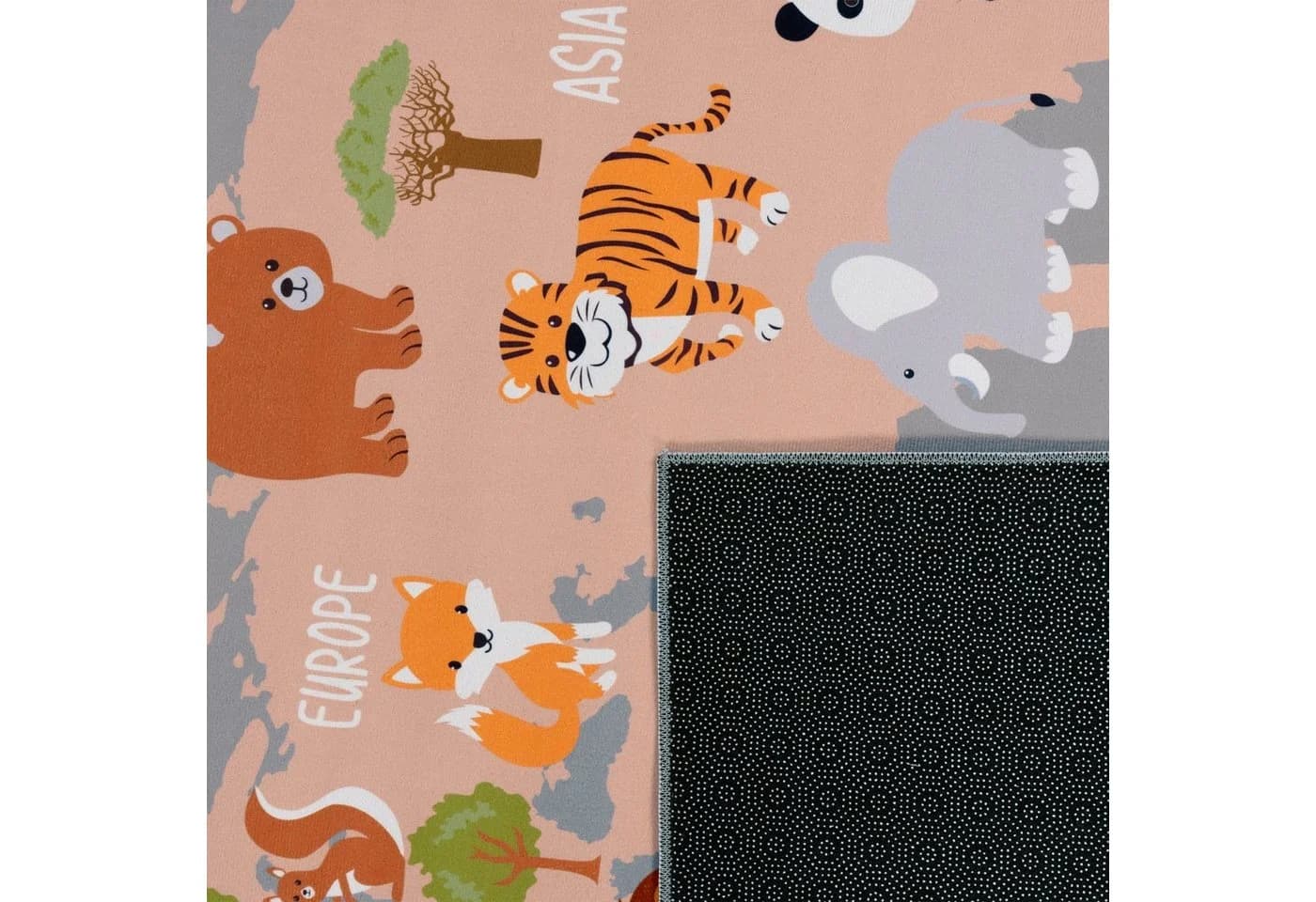 PACO HOME Kinderteppich Bino 581 Grau Weltkarte Motiv - Bild 3