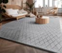 PACO HOME Hochflor-Teppich Arnheim Grau Rauten-Muster Bild 1
