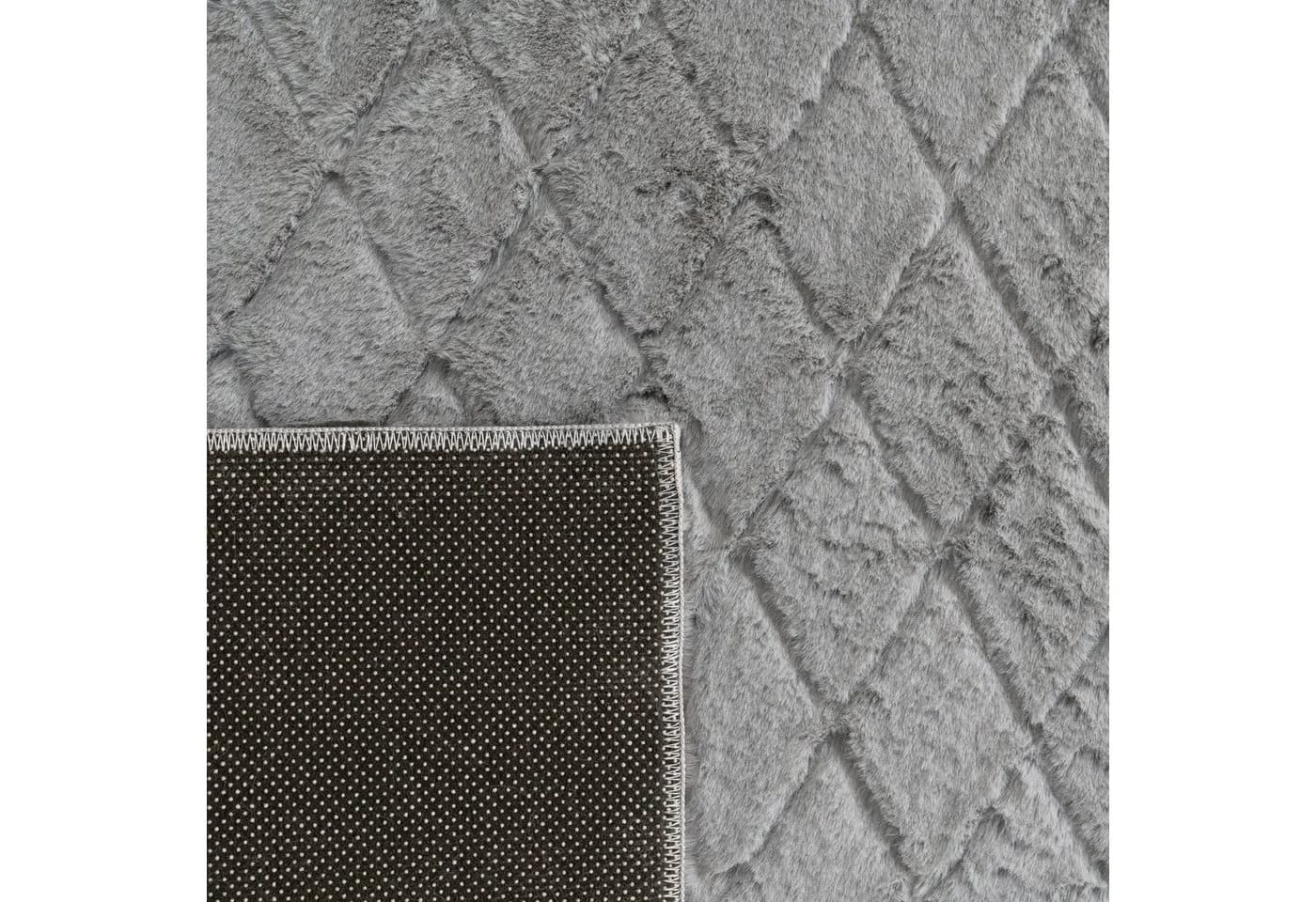 PACO HOME Hochflor-Teppich Arnheim Grau Rauten-Muster - Bild 3