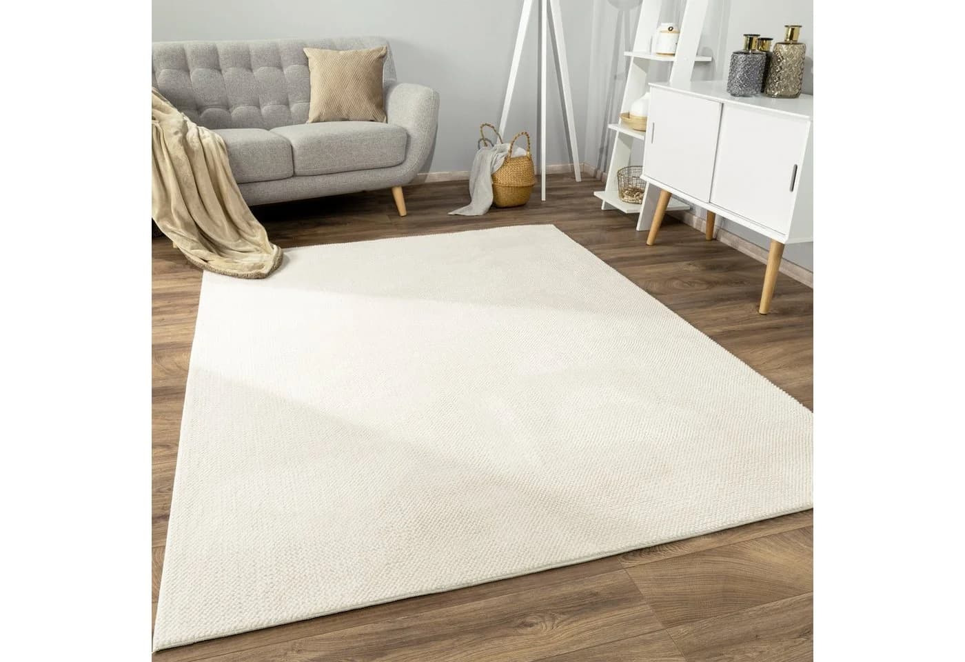 PACO HOME Teppich Sevilla 521 Creme Uni Hoch-Tief Effekt - Bild 2
