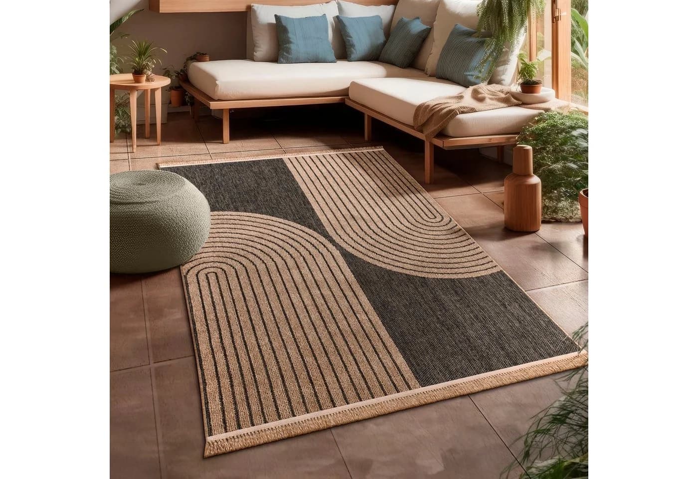 Paco Home Teppich Anthrazit Meliert Geometrisch Outdoor Geeignet - Bild 2