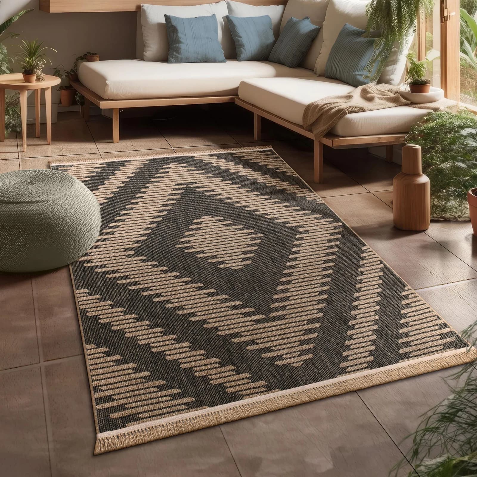 PACO HOME Teppich Cologne 494 Anthrazit Rauten-Motiv