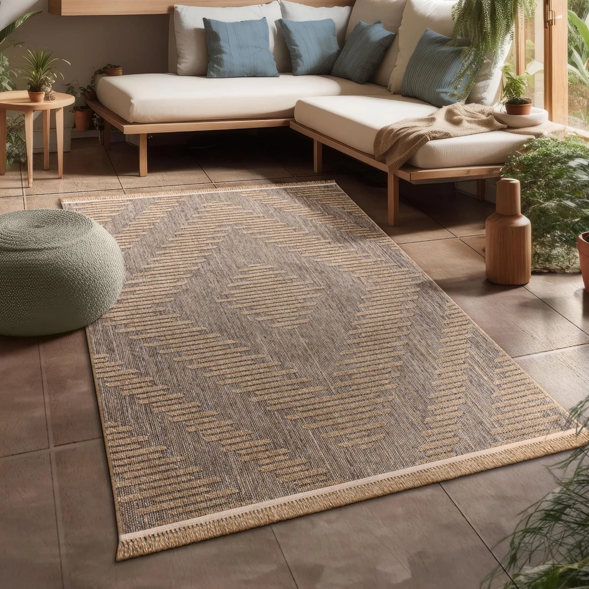 Paco Home Teppich Cologne 494 Beige Flachgewebe Rauten Motiv