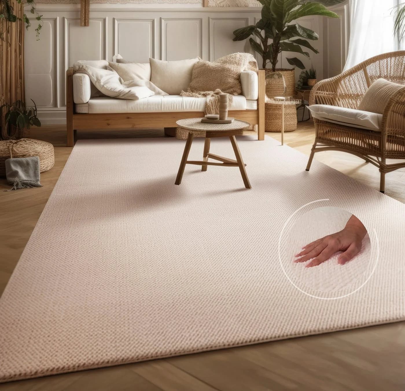 MY HOME Teppich Ciney Beige Kurzflor Hoch-Tief Effekt Skandi Design - Bild 2