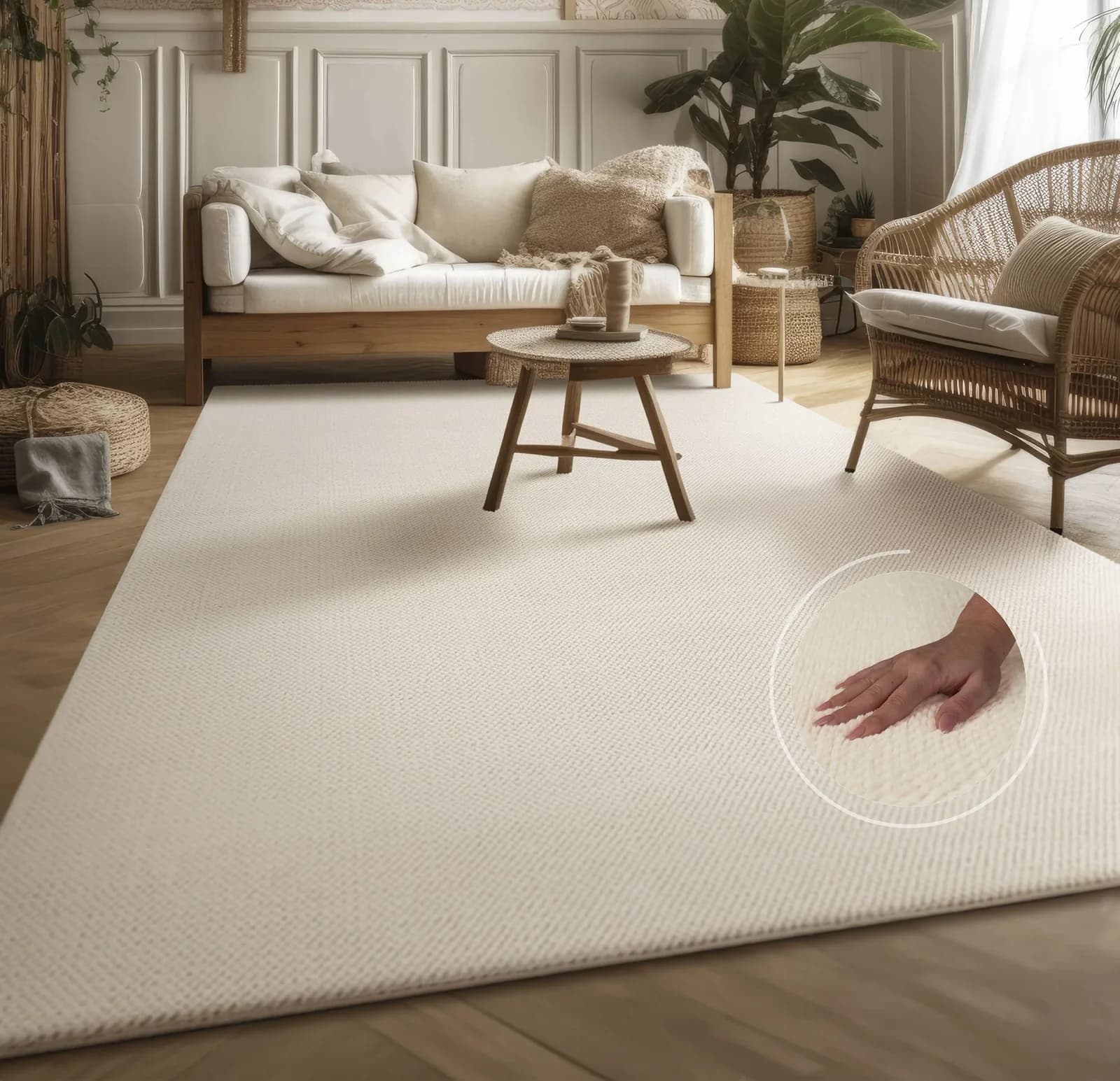 Moderner Scandi Design Teppich in Uni-Farben