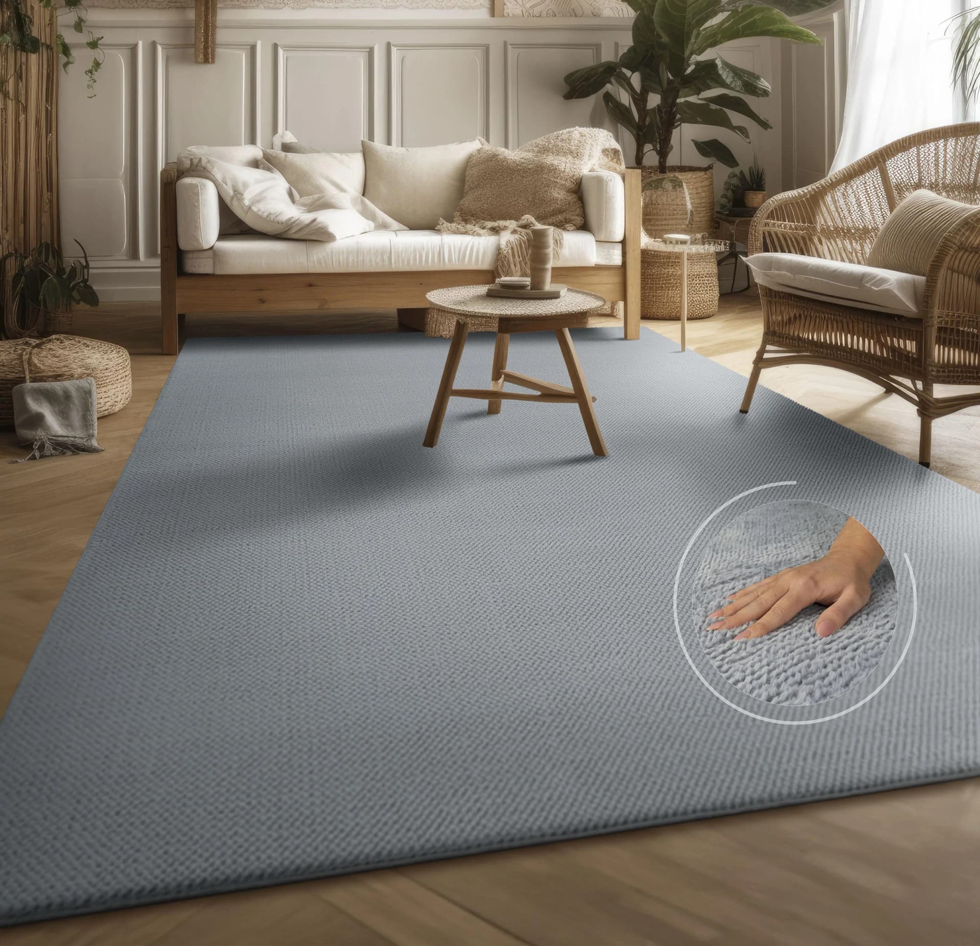 Moderner Teppich im Scandi Design, Grau, Anthrazit, Beige