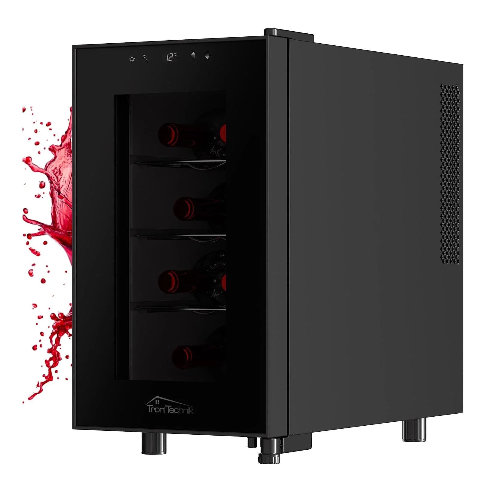 TroniTechnik® Weinkühlschrank Marseille 23L 8 Flaschen Schwarz Modern