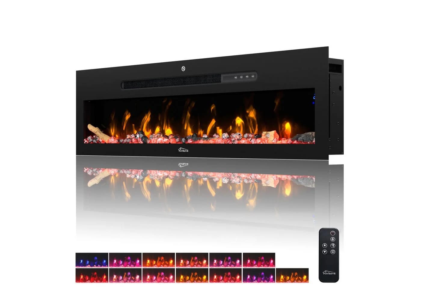 TroniTechnik Wandkamin Elektrisch Schwarz LED Flammeneffekt - Bild 2