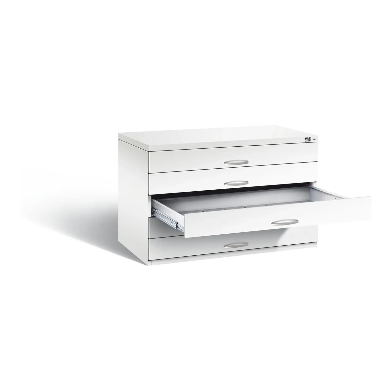 C+P Flachablageschrank Serie 7100_7200 Stahl-Schubladenschrank Verkehrsweiß