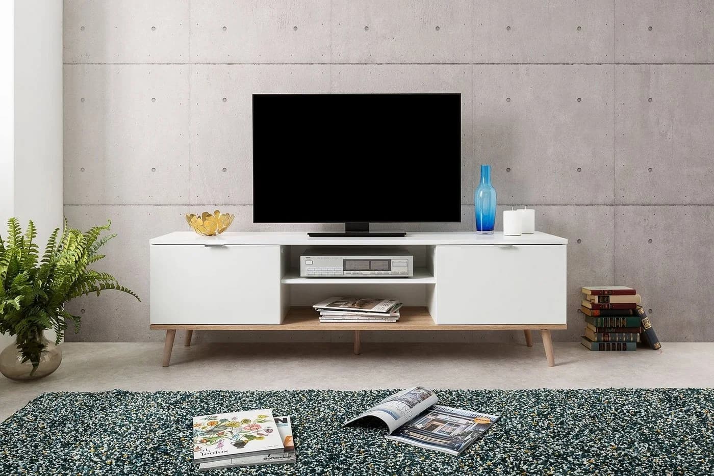 Newroom Lowboard Weiß 160 cm Skandinavisches TV Board