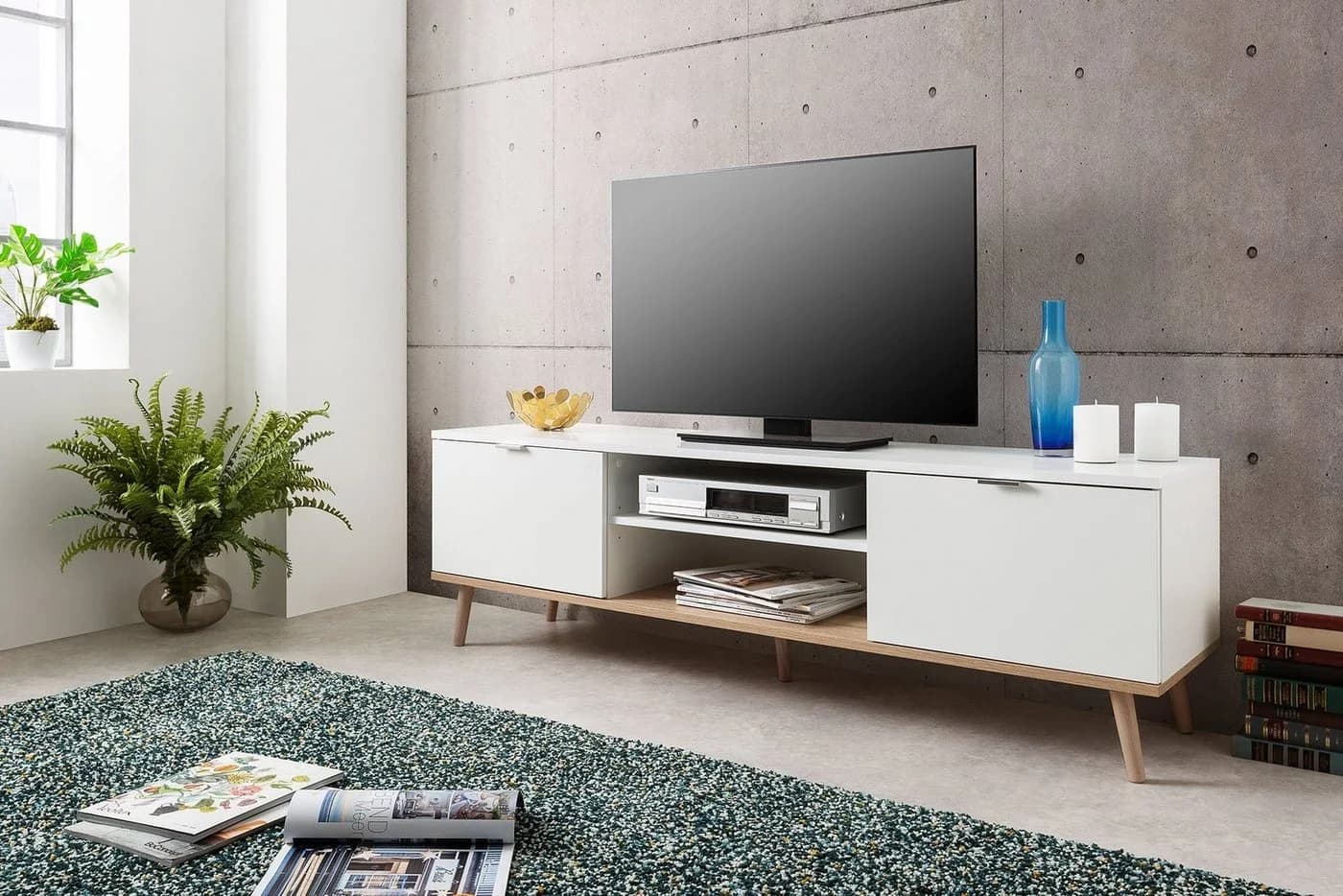 Newroom Lowboard Weiß 160 cm Skandinavisches TV Board - Bild 3