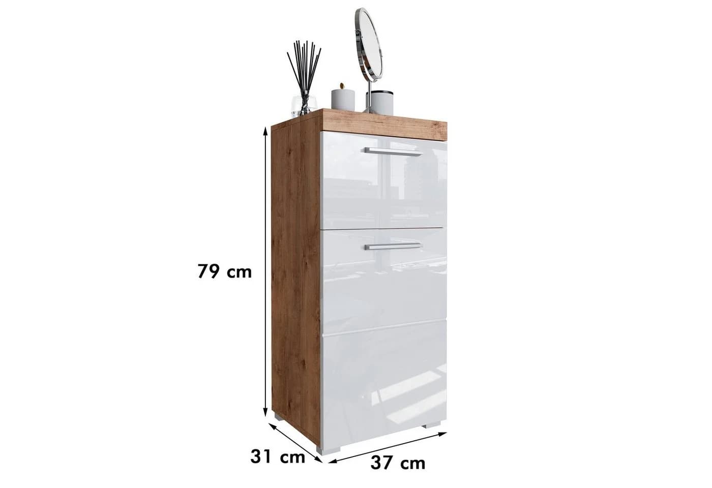 Newroom Kommode Weiß Hochglanz Wildeiche 37 cm - Bild 4