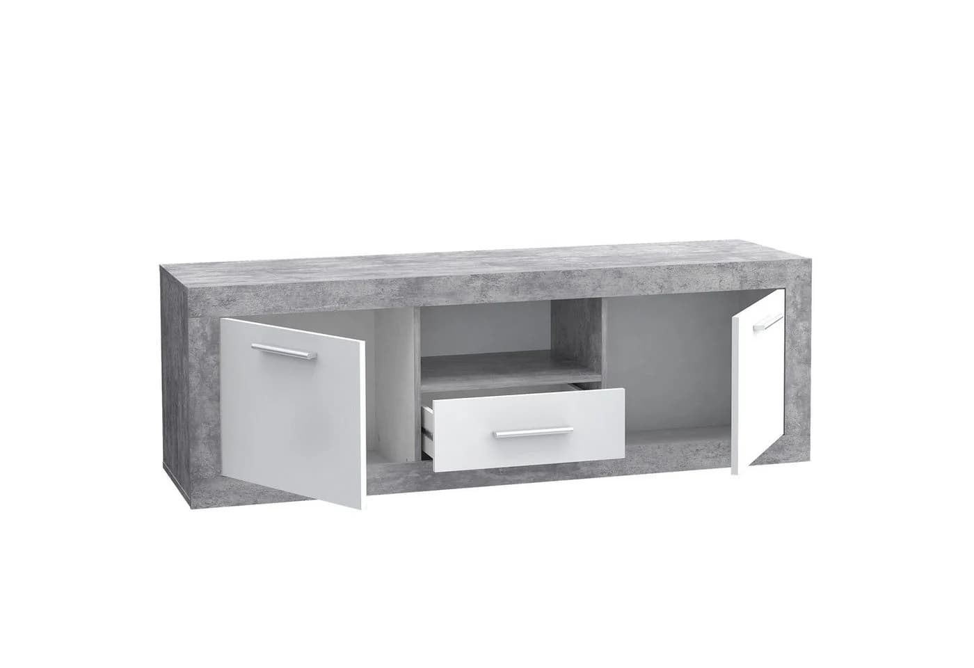 Newroom TV Lowboard Betonoptik Lichtgrau 148 cm