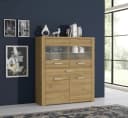 Newroom Vitrine Alteiche 127 cm Modern Highboard Sideboard Wohnzimmer Bild 1