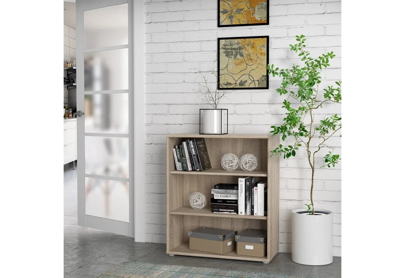 Newroom Regal Albus Bücherregal Standregal Modern Sonoma Eiche Beige