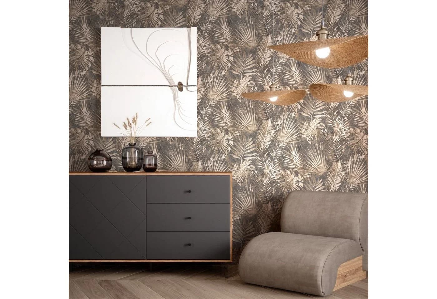 Newroom Vliestapete Tina Braun Beige Dschungel Monstera Modern - Bild 4