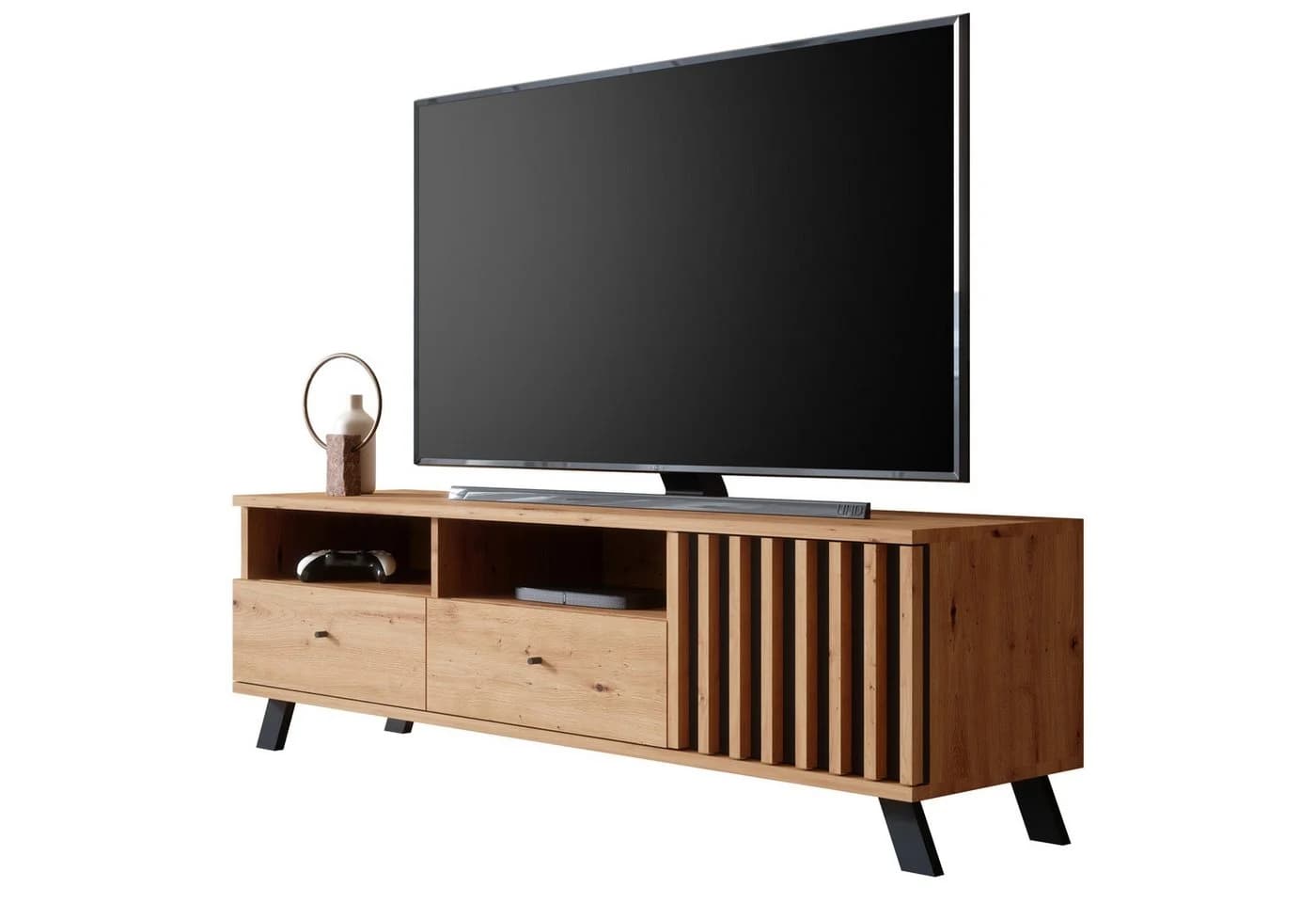 Newroom Lowboard Barea TV Board Wildeiche Anthrazit Modern - Bild 2