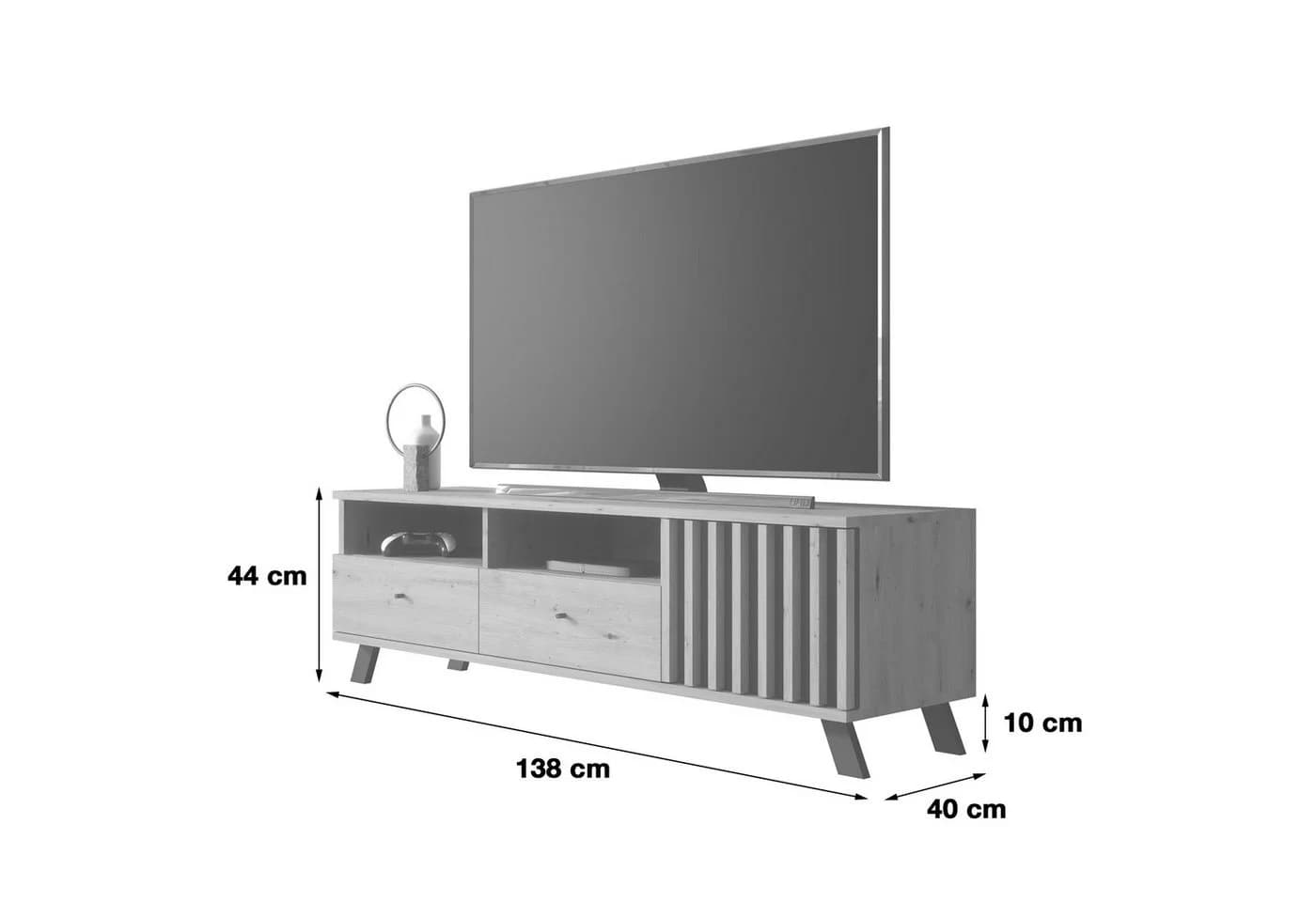 Newroom Lowboard Barea TV Board Wildeiche Anthrazit Modern - Bild 3
