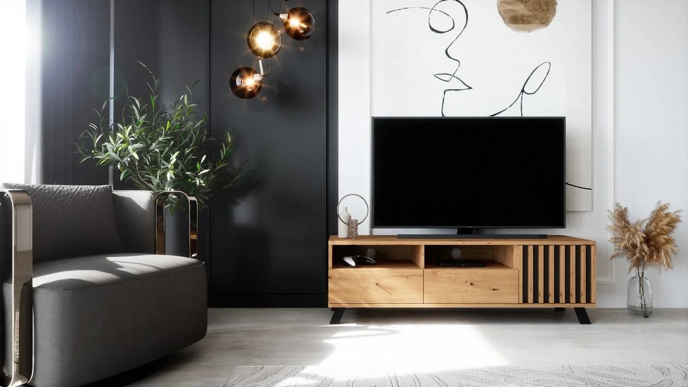 Newroom Lowboard Barea TV Board Wildeiche Anthrazit Modern - Bild 4