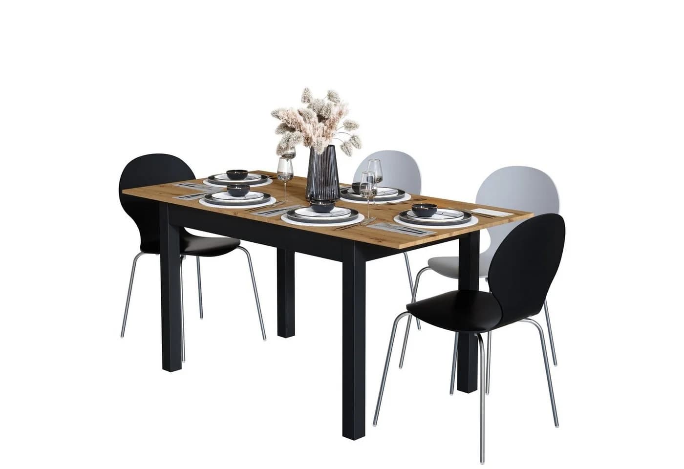 Newroom Esstisch Wildeiche-Optik anthrazit ausziehbar - Bild 2