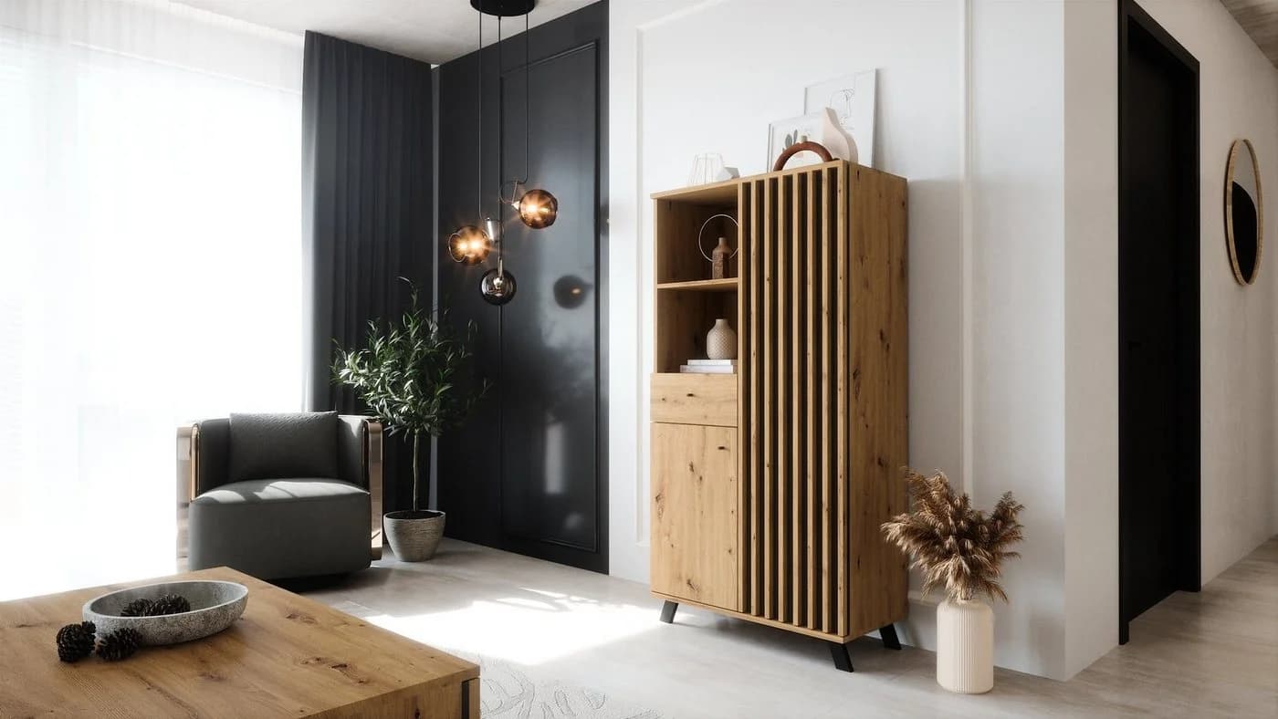 Newroom Highboard Barea Wildeiche Modern Vintage Sideboard