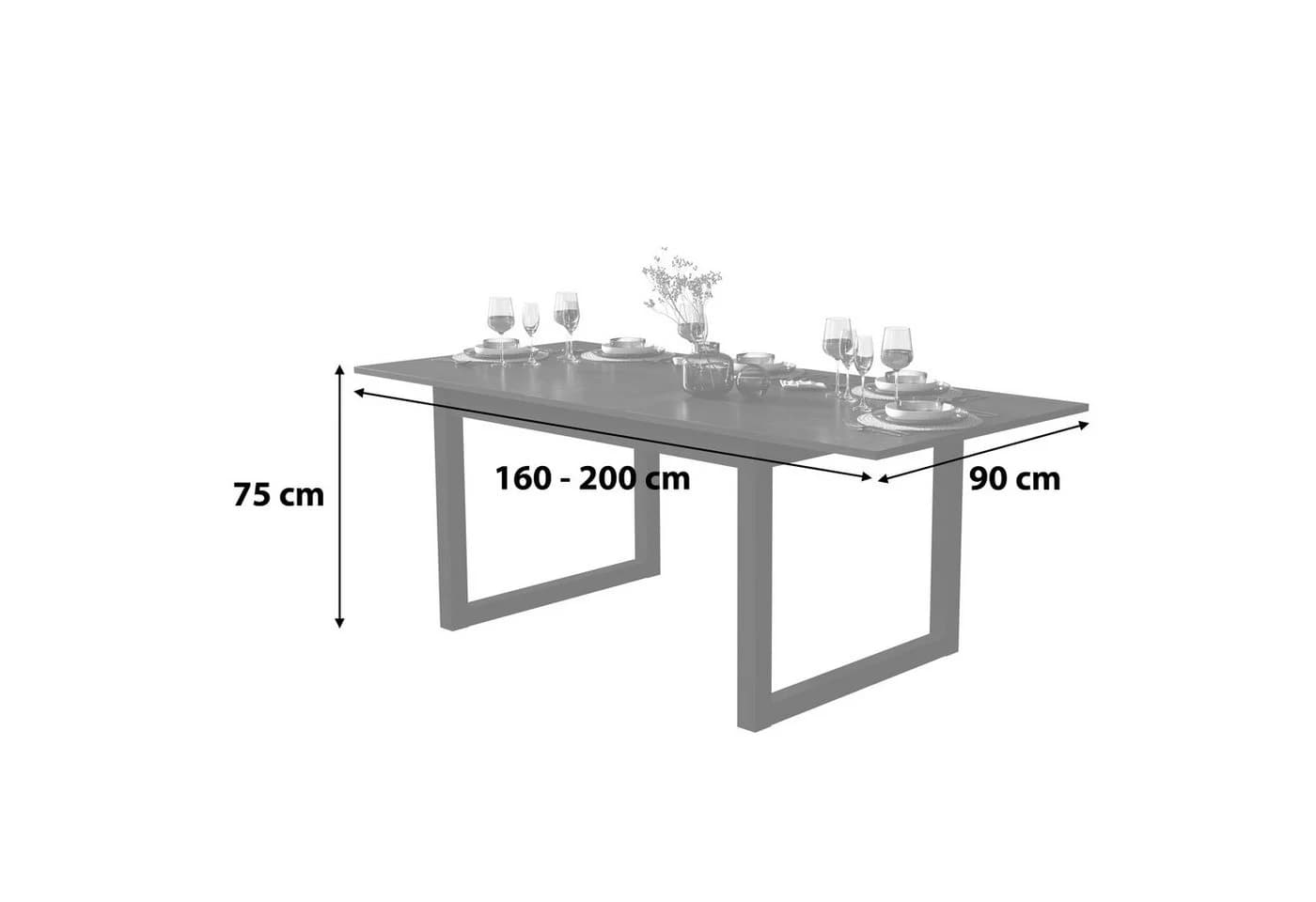 Newroom Esstisch Vincent Schwarz Schiefer Modern Ausziehbar - Bild 3