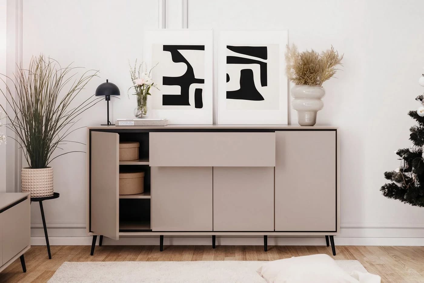 Newroom Sideboard Schwarz Sandgrau 175 cm mit Softclose - Bild 5