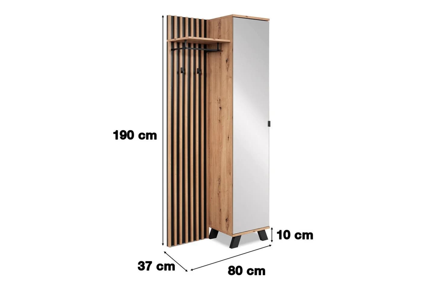 Newroom Kompaktgarderobe Wildeiche Garderobe Schuhregal Flurgarderobe Modern Vintage - Bild 4