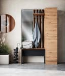 Newroom Kompaktgarderobe Barea Wildeiche Anthrazit mit Bank und Spiegel Bild 2