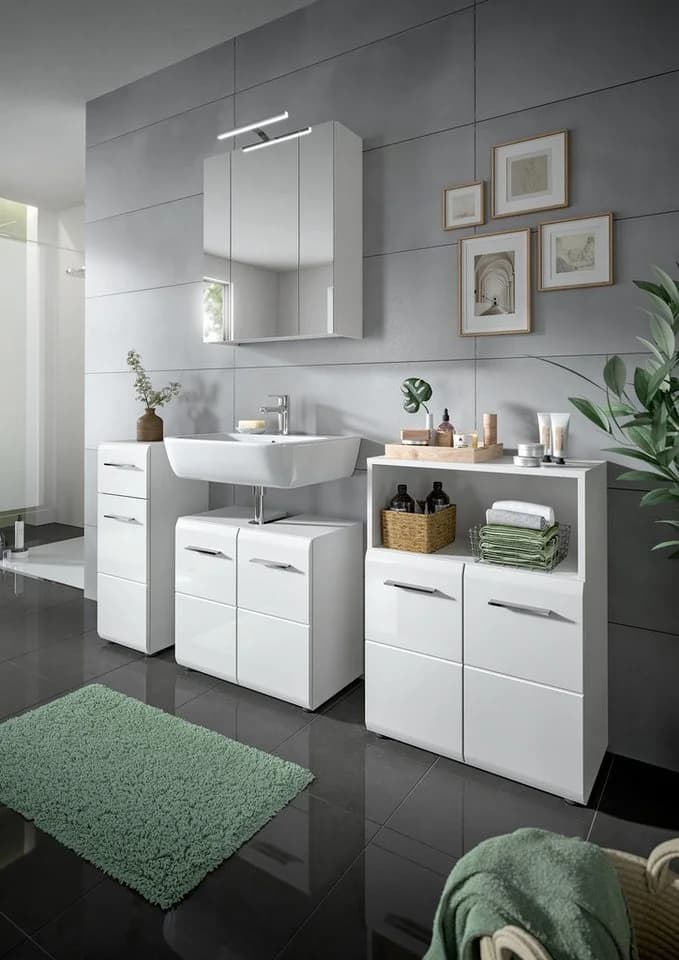 Newroom Kommode Weiß 60 cm Hochglanz Sideboard Modern