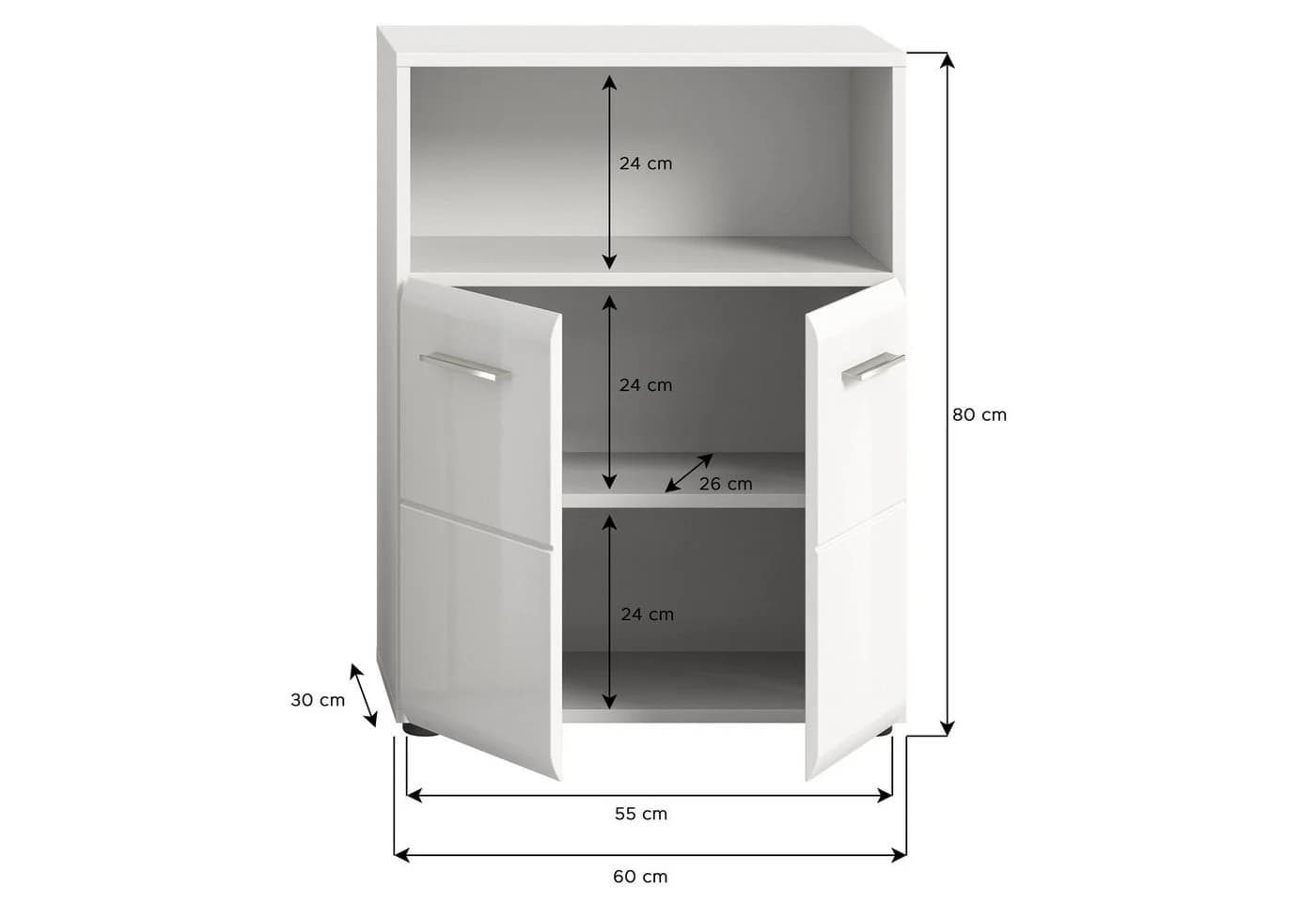 Newroom Kommode Weiß 60 cm Hochglanz Sideboard Modern - Bild 3