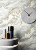 Newroom Vliestapete Thawe Ice Grey Marmoroptik Grau Gold 3D Glamour Bild 3