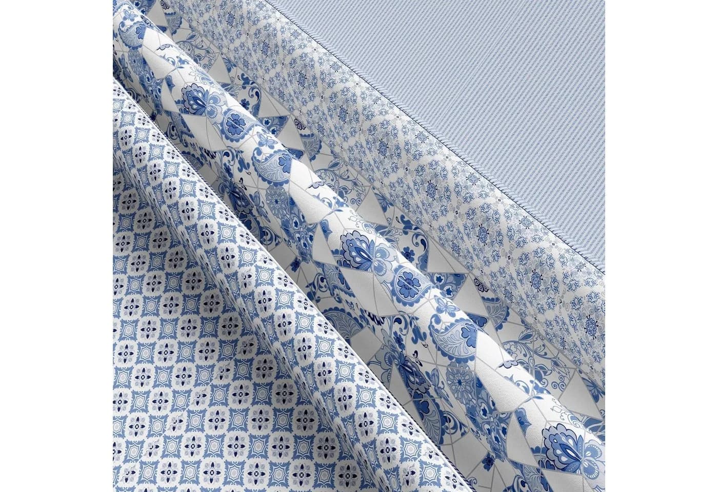 Leonado Vicenti Bettwäsche Renforcé 3-teilig Blau/Weiß Paisley & Streifen - Bild 4