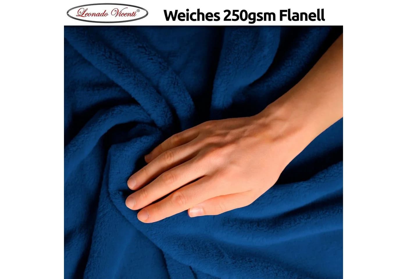 Leonado Vicenti Wohndecke Dunkelblau Fleece Kuscheldecke - Bild 4