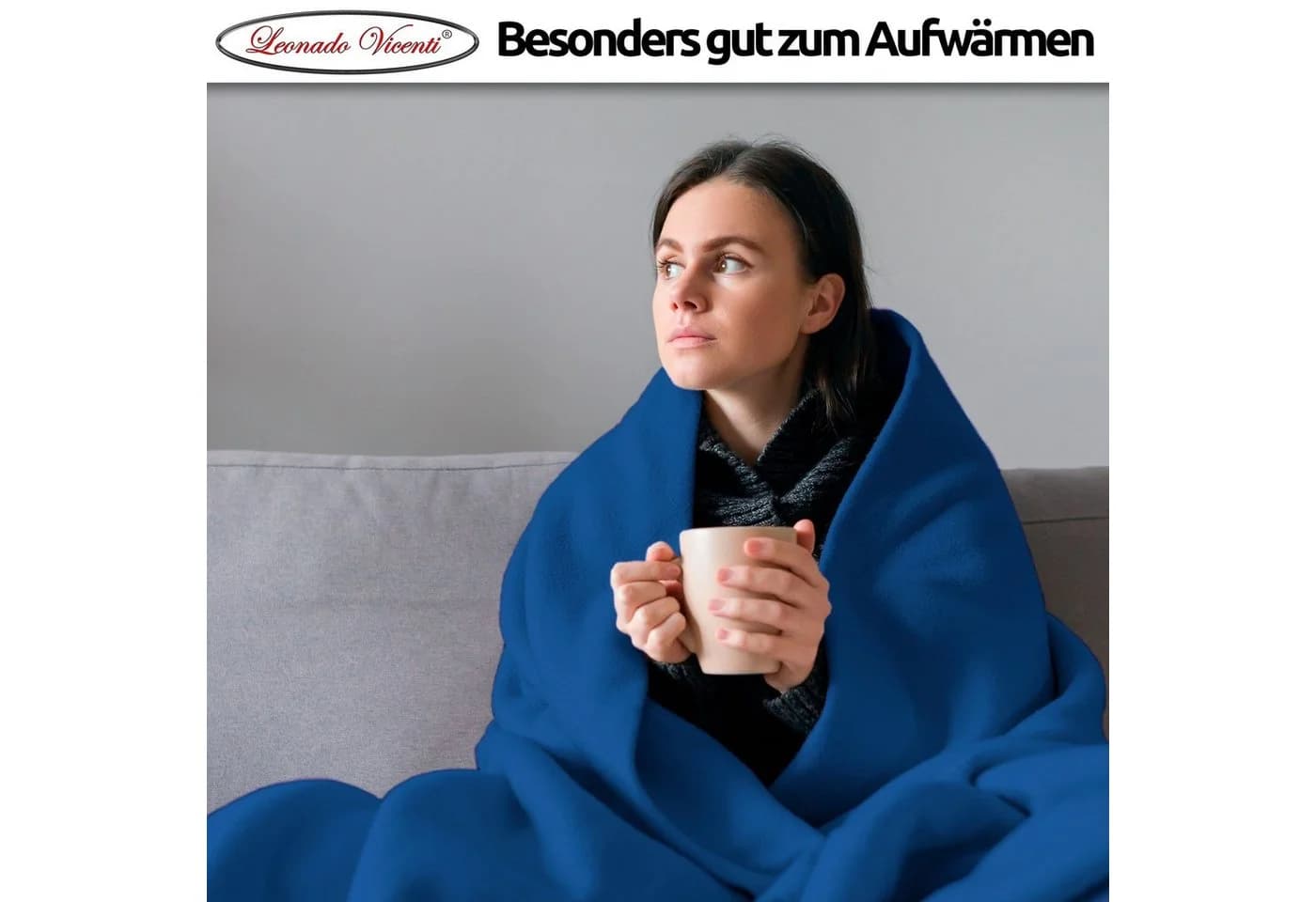 Leonado Vicenti Wohndecke Dunkelblau Fleece Kuscheldecke - Bild 5