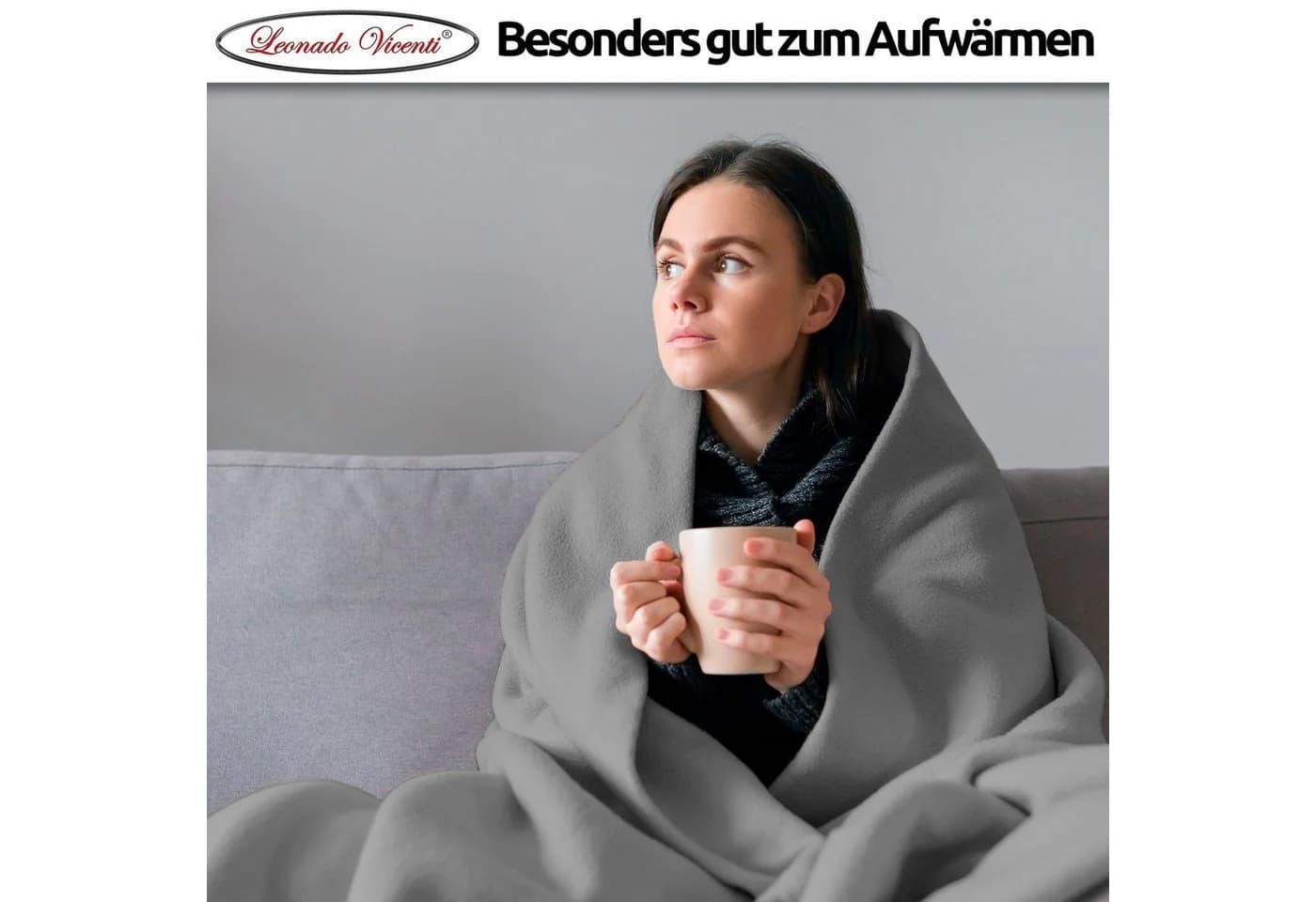 Leonado Vicenti Wohndecke Anthrazit Kuscheldecke Fleece - Bild 5