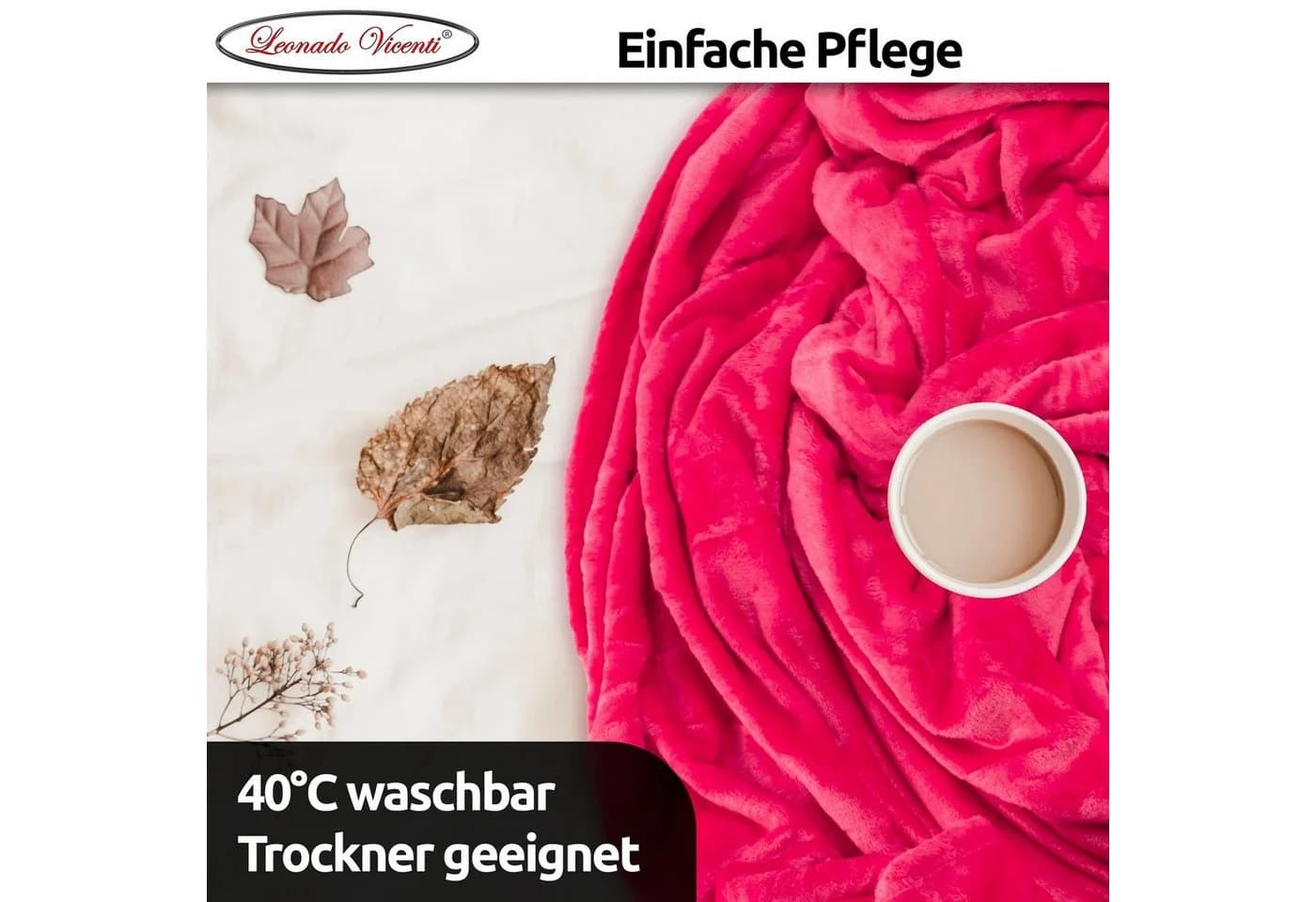 Leonado Vicenti Kuscheldecke Flauschig Weich Einfarbig - Bild 3