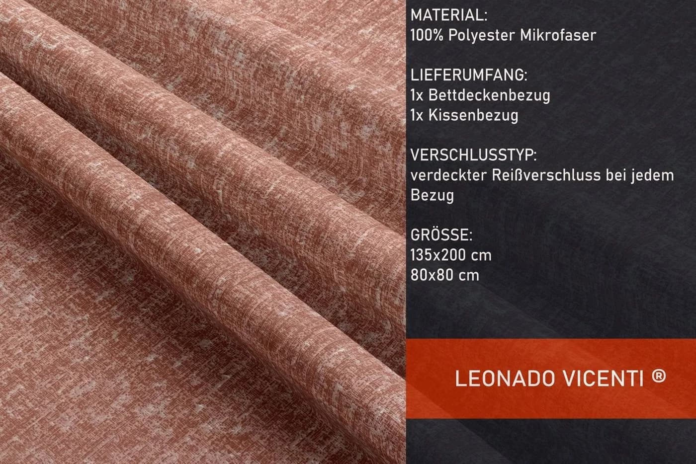 Leonado Vicenti Bettwäsche Set Rot Microfaser Allergiker Meliert - Bild 4