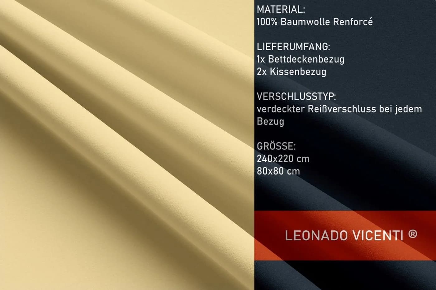 Leonado Vicenti Bettwäsche 3-tlg. Beige Renforcé Baumwolle - Bild 4