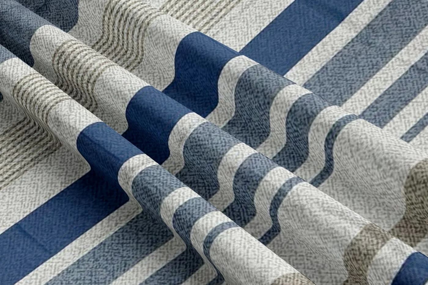 Leonado Vicenti Bettwäsche 2-teilig Mikrofaser Gestreift Blau Beige - Bild 5