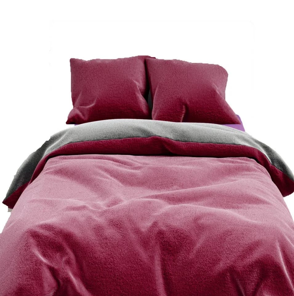 Leonado Vicenti Bettwäsche Winter Teddy Plüsch Fleece 2-teilig Rot - Bild 2