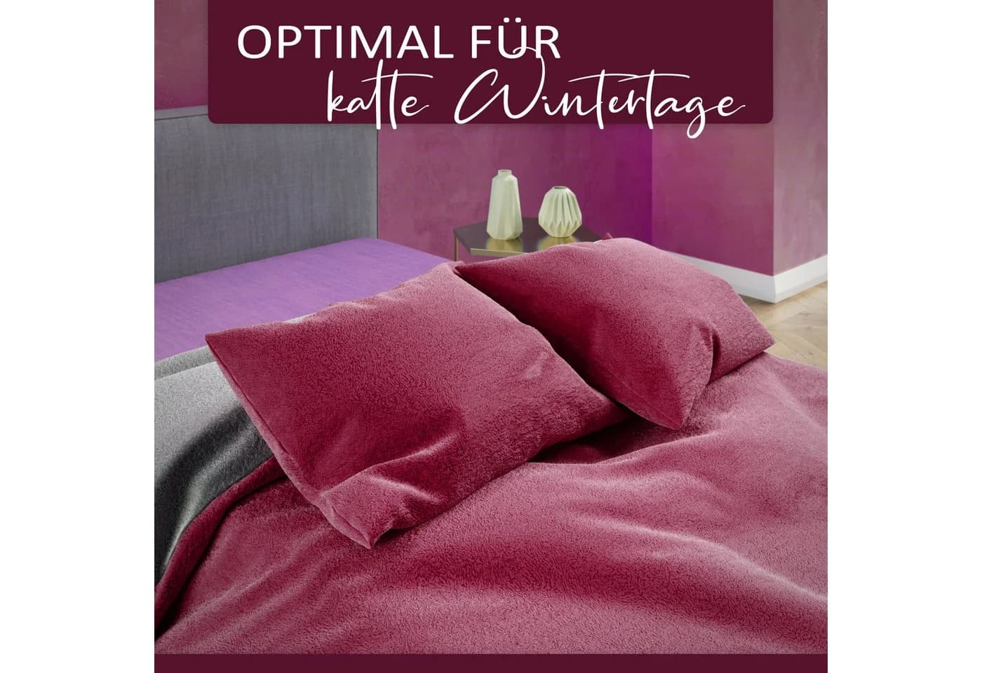 Leonado Vicenti Bettwäsche Winter Teddy Plüsch Fleece 2-teilig Rot - Bild 4